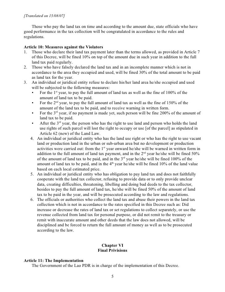 Presidential Decree 01 on Land Tax ENG