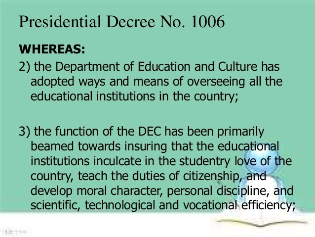 no. decree 851 presidential (p.d.) 1006 Presidential no. decree no. decree 851 presidential (p.d.) 1006 Presidential no. decree