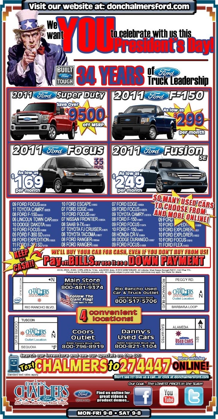 President S Day Sale Special Don Chalmers Ford Rio Rancho Nm