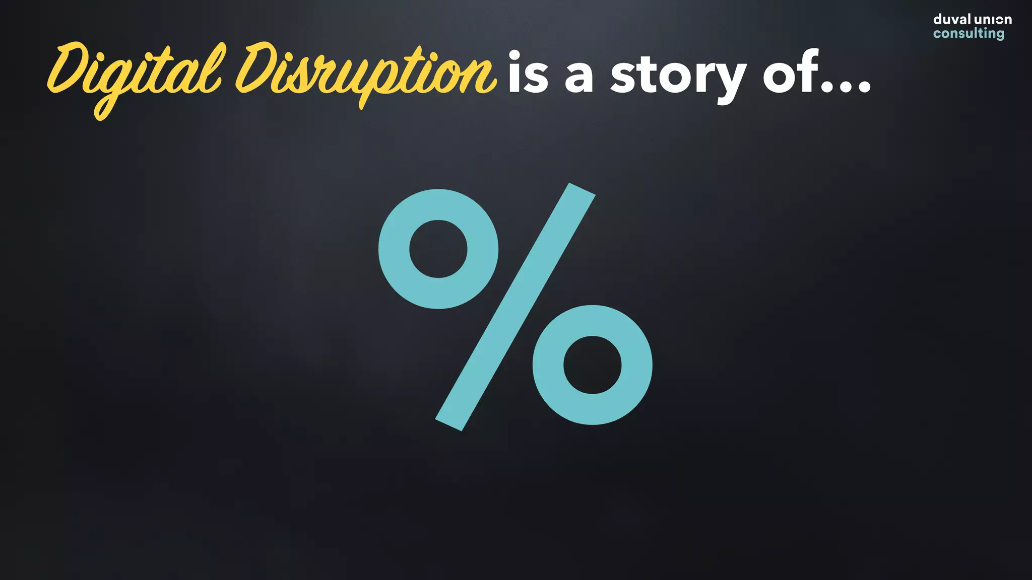 Digital Disruption is a story of…
%
 