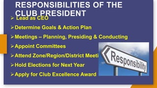 What are the roles and responsibilities of a president and explain each