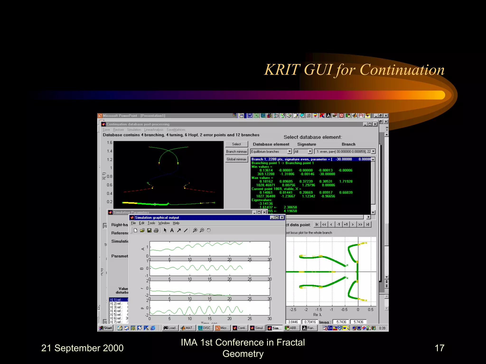 21 September 2000
IMA 1st Conference in Fractal
Geometry
17
KRIT GUI for Continuation
 