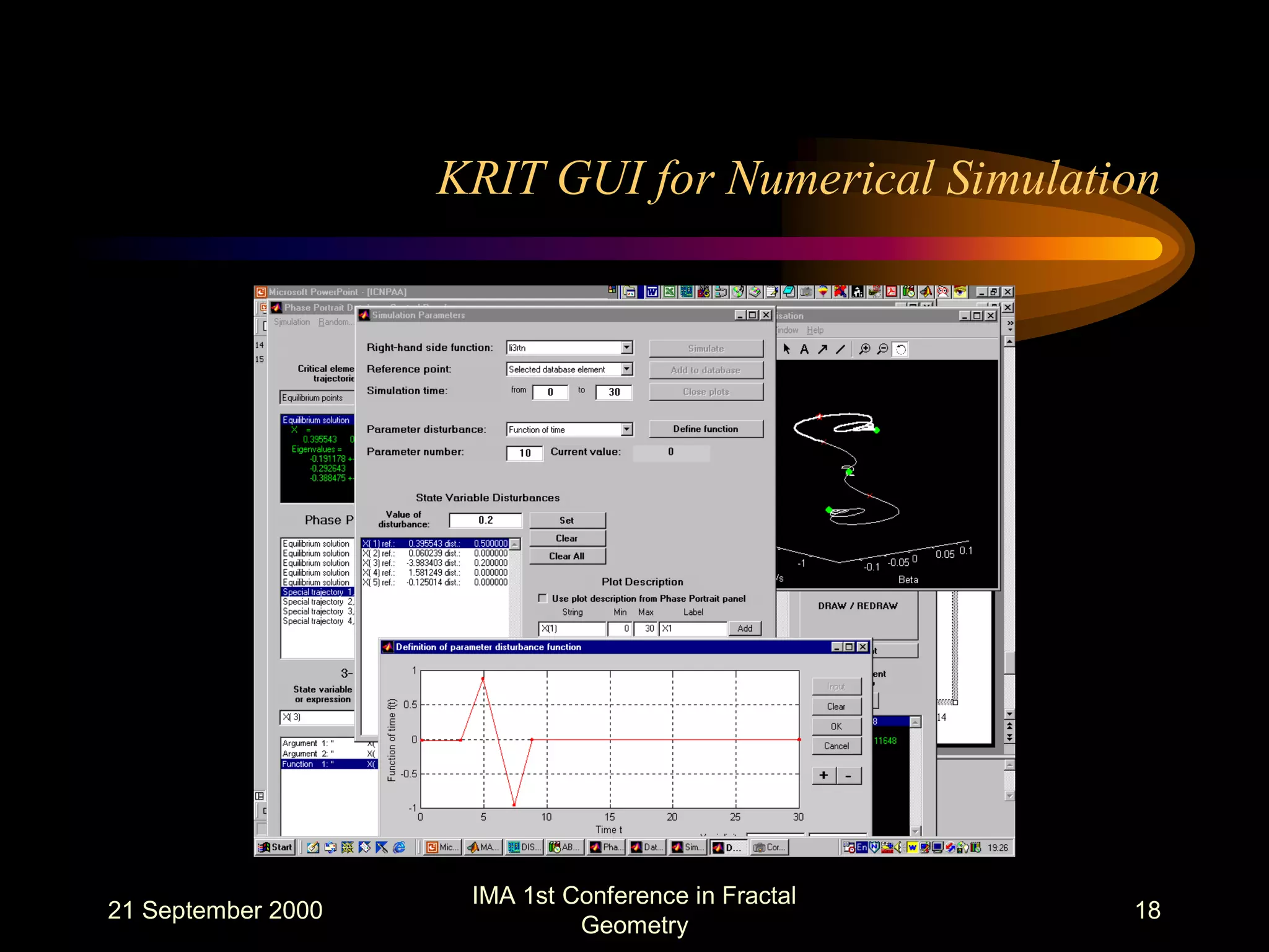 21 September 2000
IMA 1st Conference in Fractal
Geometry
18
KRIT GUI for Numerical Simulation
 