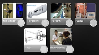Schiotz Neumotonometro
Goldmann Tonopen Perkins Pascal
 