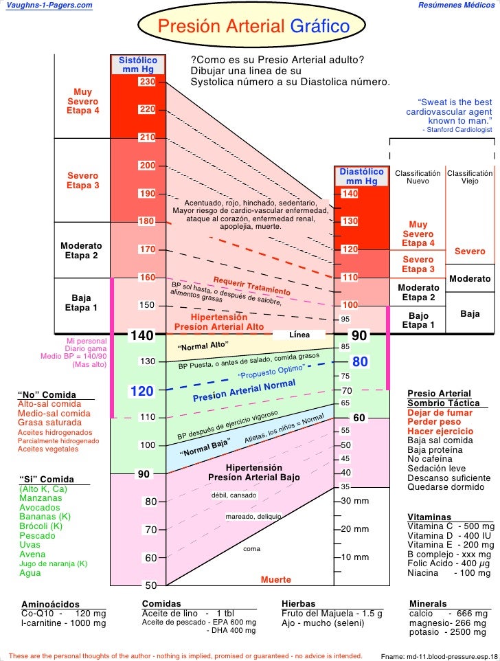 presion arterial gama tabla de presion arterial