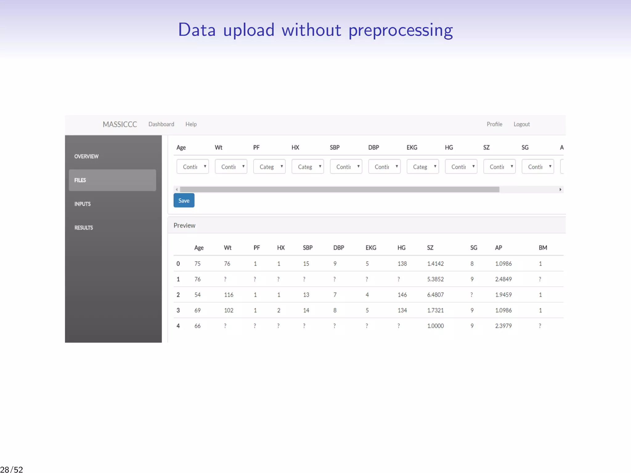 Data upload without preprocessing
28/52
 