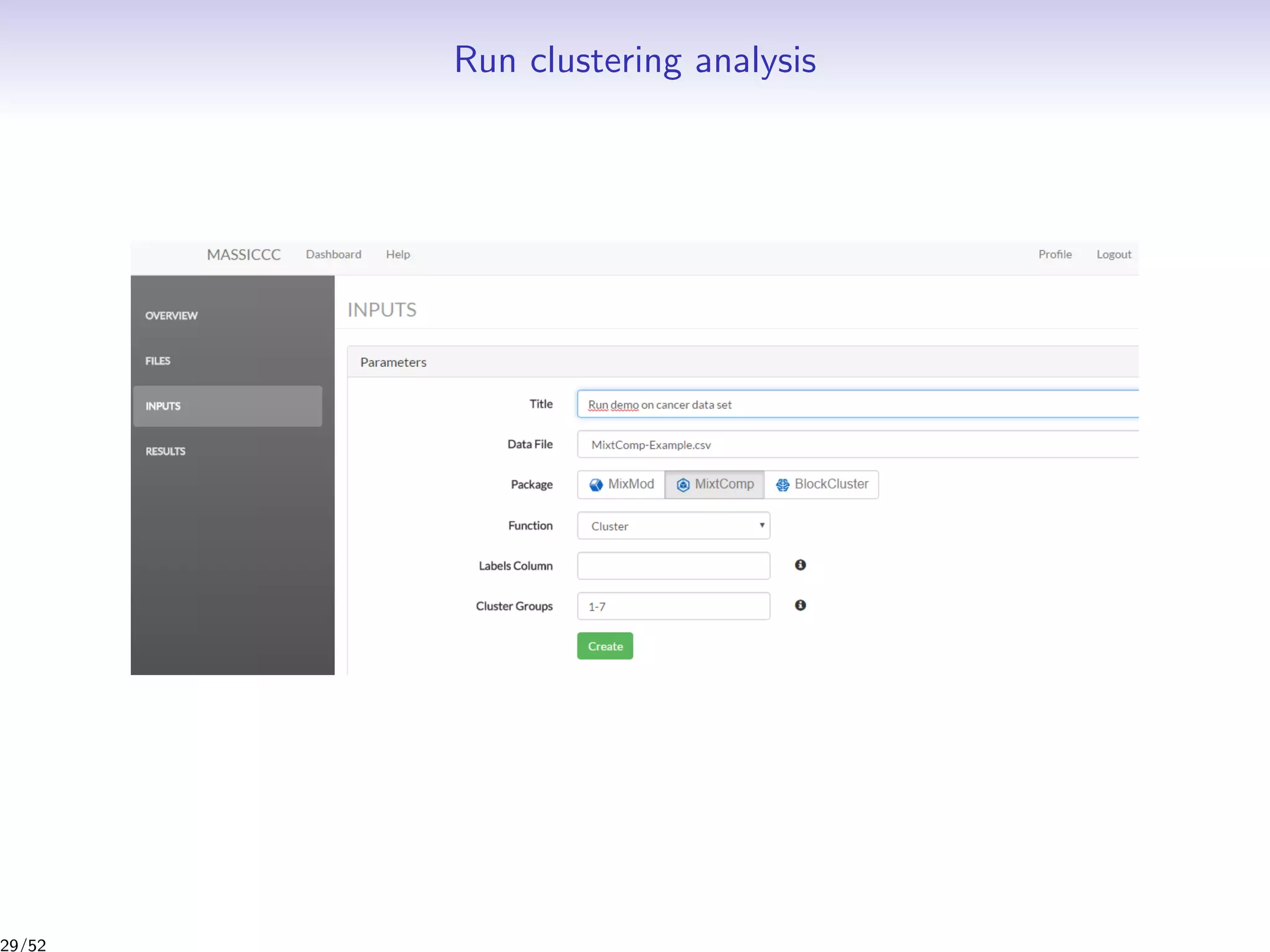Run clustering analysis
29/52
 