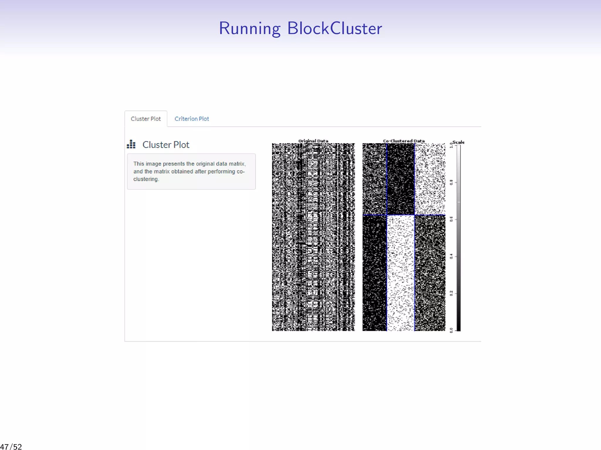 Running BlockCluster
47/52
 