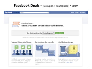 Facebook Deals =  (Groupon + Foursquare) * 600M 