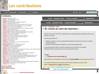 Les contributions




                    Une contribution peut être
                       liée à une demande        65
 