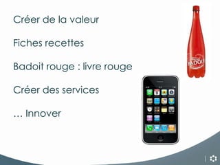 Créer de la valeur Fiches recettes Badoit rouge : livre rouge Créer des services …  Innover 