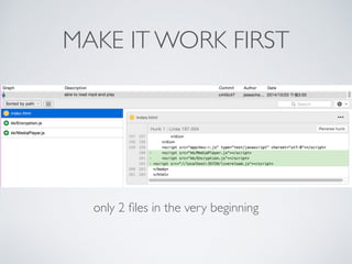 MAKE IT WORK FIRST
only 2 ﬁles in the very beginning
 