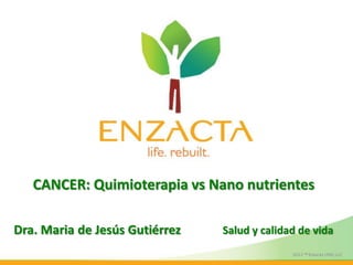CANCER: Quimioterapia vs Nano nutrientes
Salud y calidad de vidaDra. Maria de Jesús Gutiérrez
 
