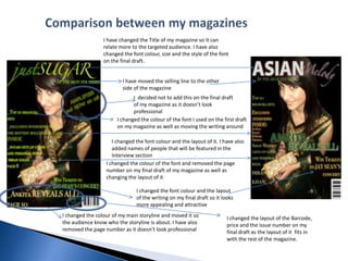 I have used a colour scheme of green, yellow and beige. I have used one large image for my front cover which clearly shows the genre of music I'm focusing on as the clothing and jewellery the model on the front cover is wearing  makes it quite obvious who my intended audience are. 