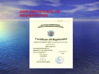 OUR CERTIFICATE OF 
REGISTRATION 
 