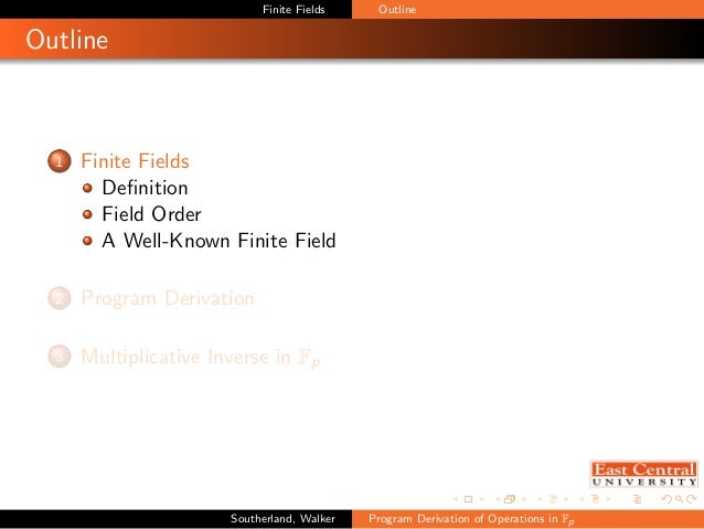 field finite in inverse multiplicative Derivation Prime Operations Program Fields of Finite of in