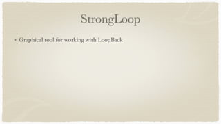 StrongLoop
Graphical tool for working with LoopBack
 