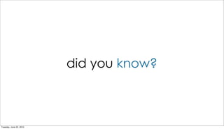 did you know?



Tuesday, June 22, 2010
 