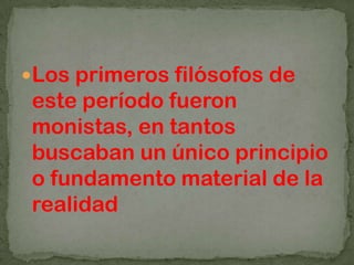 TALES DE MILETOPRESOCRÁTICOS Y EL PERIODO COSMOLOGICO