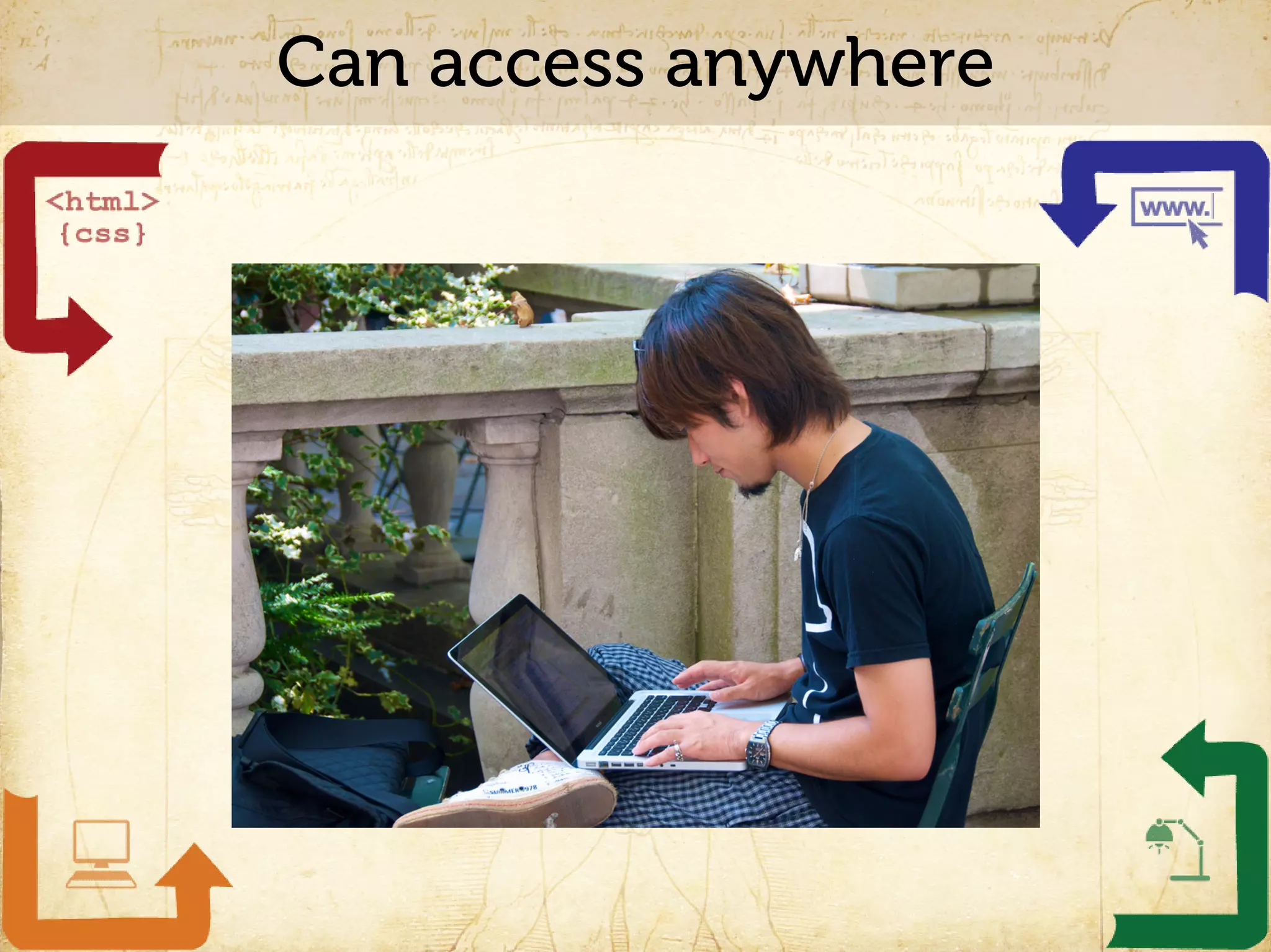 Can access anywhere
 