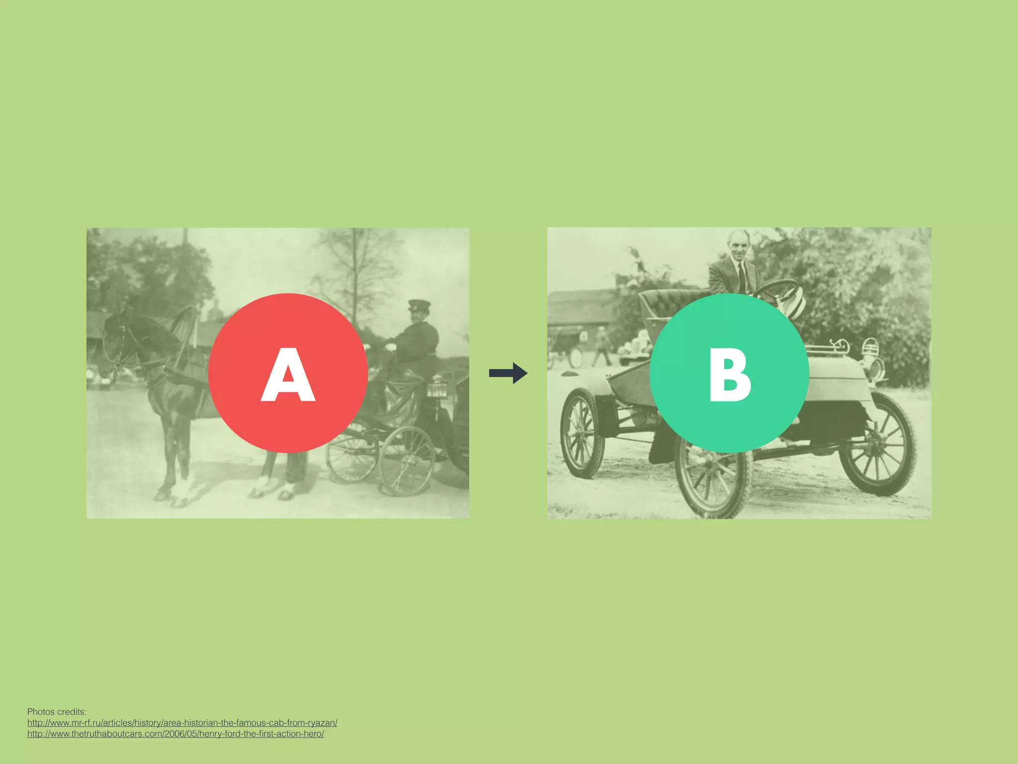 Photos credits:
http://www.mr-rf.ru/articles/history/area-historian-the-famous-cab-from-ryazan/
http://www.thetruthaboutcars.com/2006/05/henry-ford-the-ﬁrst-action-hero/
A B
Photos credits:
http://www.mr-rf.ru/articles/history/area-historian-the-famous-cab-from-ryazan/
http://www.thetruthaboutcars.com/2006/05/henry-ford-the-ﬁrst-action-hero/
 
