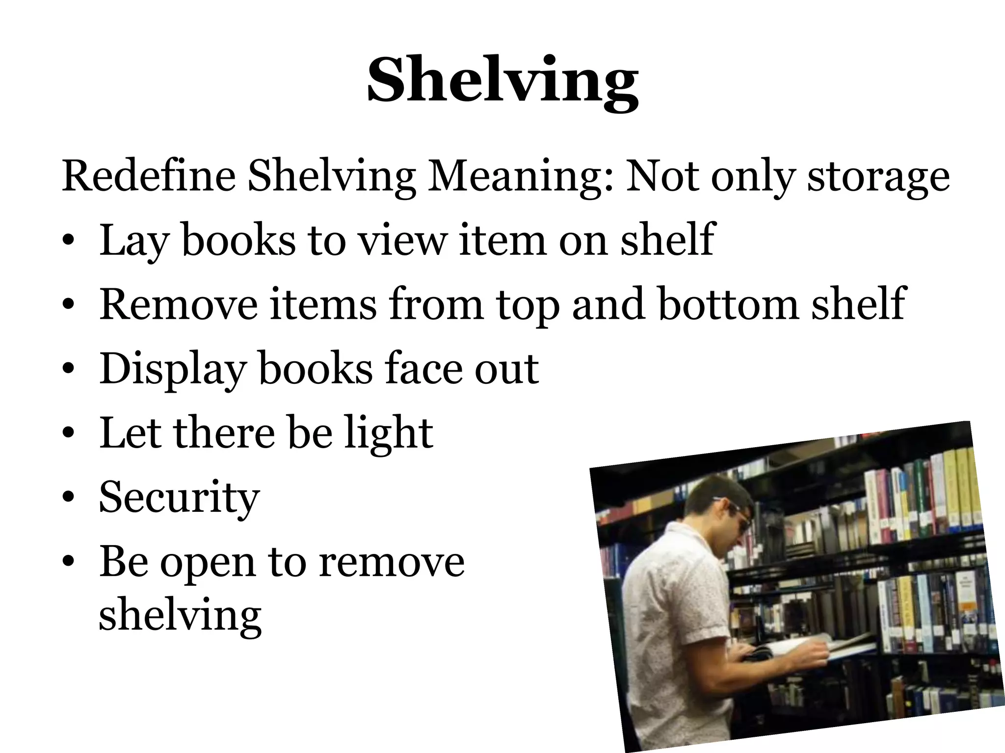 Weeding ProcedureLibrarians remove and discard itemsDo not revisit cart – no reviewerCart given to paraprofessional to remove from OPAC and OCLC holdingsOPS/student assistants mark through items - SURPLUSBox for book sale or check better world books or free cart for students