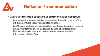 Réflexion / communication
▪ Distinguer réflexion collective et communication collective :
▪ La communication permet d'écha...