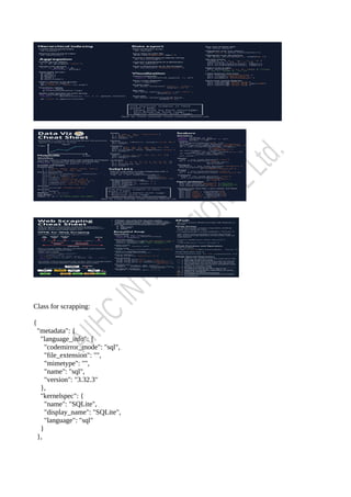 Class for scrapping:
{
"metadata": {
"language_info": {
"codemirror_mode": "sql",
"file_extension": "",
"mimetype": "",
"name": "sql",
"version": "3.32.3"
},
"kernelspec": {
"name": "SQLite",
"display_name": "SQLite",
"language": "sql"
}
},
 