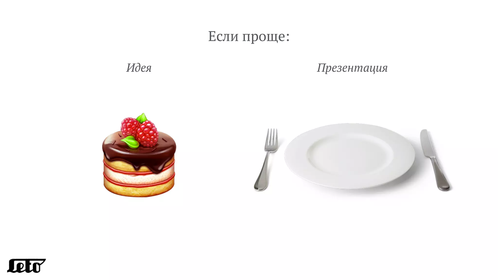 Если проще:
Идея Презентация
 