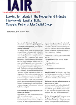 Hedge Fund Jobs: IAIR Interview with Jonathan Buffa- Looking for talents in Hedge Fund Industry 