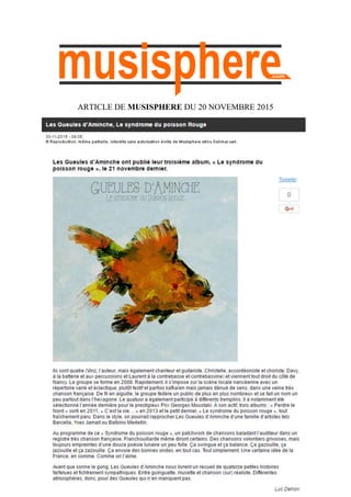 ARTICLE D’ETAT CRITIQUE DE DECEMBRE 2015
 