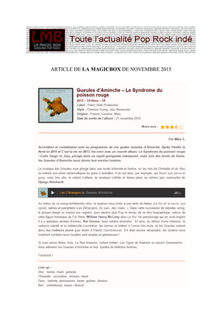 ARTICLE DE NOUVELLE-VAGUE DU 06 JANVIER 2016
 