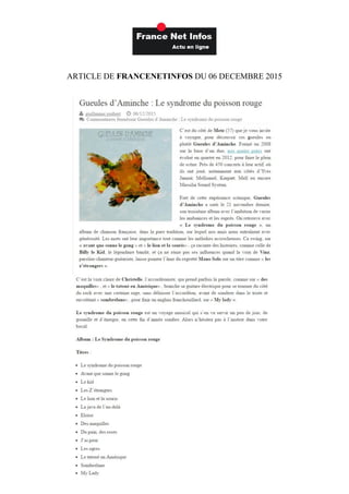 ARTICLE DE
LORRAINE D’ARTS
DU 12 JANVIER 2016
 