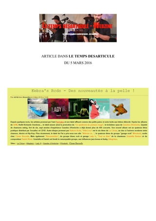 ARTICLE DE
NAWAKULTURE
DU 06 JANVIER 2016
 