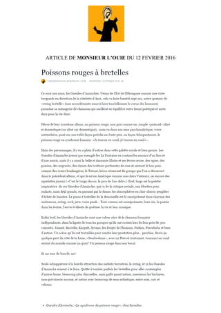 ARTICLE DE FRANCENETINFOS DU 06 DECEMBRE 2015
 