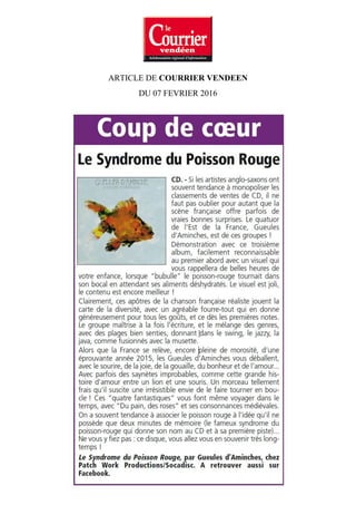 ARTICLE DE FLORIAN LE BARS DU 05 AVRIL 2016
 