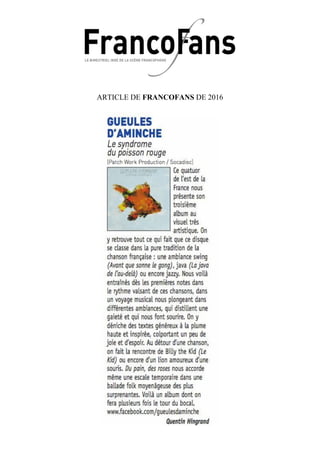 ARTICLE DE COURRIER VENDEEN
DU 07 FEVRIER 2016
 