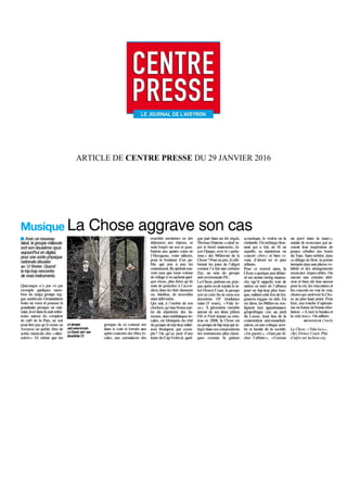 PRESSBOOK DE
L’ALBUM :
VIDA LOCA
DE LA CHOSE
 