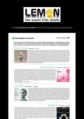 ARTICLE D’ADRIEN MOUCHET POUR MUSICZINE, DU 17 JUIN 2015
LIEN DE LA VIDEO : https://www.youtube.com/watch?v=o71xGVDM9xw
 