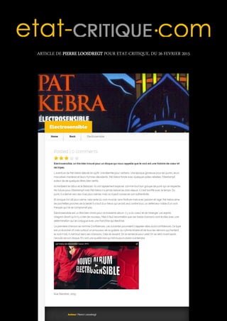 CHRONIQUE DE CELINE DEHEDIN POUR NOUVELLE-VAGUE, DU 22 MAI 2015
 