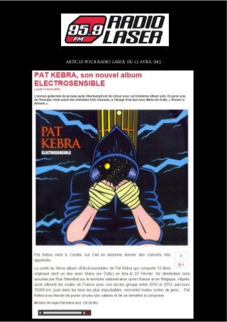 ARTICLE POUR RADIO LASER, DU 13 AVRIL 2015
 