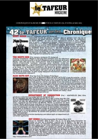 CHRONIQUES D’ALBUMS DE GED POUR LE TAFEUR #59, D’AVRIL & MAI 2015
 