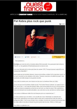 ARTICLE DE CHRISTINE VARRESI POUR OUEST FRANCE MORLAIX, DU 14 MARS 2015
 