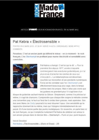 ARTICLE D’HERVÉ POUR ROCKMADEINFRANCE, DU 05 MARS 2015
 