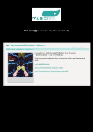 ARTICLE DE TAI POUR MUSICZINE, DU 27 FEVRIER 2015
 