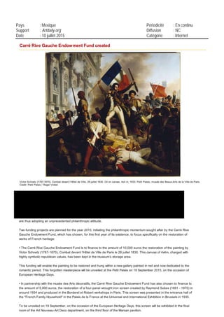 Pays : Mexique Périodicité : En continu
Support : Artdaily.org Diffusion : NC
Date : 10 juillet 2015 Catégorie : Internet
 