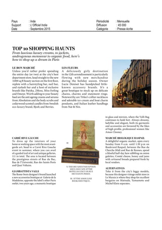 Pays : Inde Périodicité : Mensuelle
Support : L’Officiel India Diffusion : 45 000
Date : Septembre 2015 Catégorie : Presse écrite
 