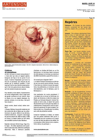 BP 9
69647 CALUIRE CEDEX - 04 78 23 58 75
MARS / AVR 14
Bimestriel
Surface approx. (cm²) : 1111
N° de page : 64-65
Page 1/2
DESSIN
8571839300507/CLA/ADC/2
Eléments de recherche : SALON DU DESSIN : manifestation dédiée au dessin de collection, du 26 au 31/03/14 au Palais de la Bourse à Paris 2e,
toutes citations
i Histoire •
Mille feuilles
Le dessin ? Lin art indémodable ! En témoignent les sanguines ou
mines d'argent - centenaires mais aux allures résolument
modernes - réunies ce printemps à Paris par les experts du genre,
dans le cadre du plus fameux salon du dessin ancien du monde.
Conversation avec son jeune nouveau président : Louis de Bayser.
Edgar Degas Etude de nu - 1 Si
Salon du dessin 2014
/1892 - Fusain et pastel - 55 a K 36 8 cm - Galerie Le Claire Kunst au
« Toujours plus large dans ses critères
géographiques et historiques, ce salon pré-
serve son état d'esprit initial : l'exigence de
qualite » explique le jeune homme, confor-
tablement installe dans les bureaux pari-
siens qu'il partage avec son frère,
Matthieu. Leur famille vend des dessins
depuis., quatre générations
« Notre arrière-grand-père était trader
dans le sucre, à Lille, et collectionnait des
dessins. Lorsqu'il a fait faillite en 1929, il a
demande à son fils de monter à Paris pour
vendre des oeuvres d'art. Ils ont commencé
en servant d'intermédiaires aux grandes
familles du Nord. Puis mon grand-père
s'est installe. Et son fils a vécu, au début
des années 1980, l'explosion du marché du
dessin, en Grande-Bretagne notamment :
une feuille a alors été achetée pour quasi-
ment deux millions de livres sterling.
Tandis qu'aux États-Unis, de nouveaux
grands acheteurs surgissaient, très actifs,
comme le Getty Muséum. Mon père a par-
ticipé à la creation des grandes ventes
publiques parisiennes annuelles ; et, il y a
quinze ans, à celle du Salon du Dessin.
Depuis, ce marché se porte bien. »
 