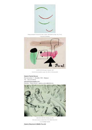 ​Jean-Louis-Théodore Géricault (1791-1824) La charrette à charbon (recto)
Étude d'un chev al (v erso)
Pierre noire, plume et encre grise et aquarelle sur papier (recto), pierre noire (v erso), 99 x 276 mm.
Exécutés v ers 1820-1821.
Day & Faber
​14, Old Bond Street – London W1S 4PP – Angleterre Tél. : +44 207 629 29 91
www.dayfaber.com
Directeur : James Faber – jf@dayfaber.com
​Abraham Bloemaert (1564-1651) Maison dans un pay sage
Plume, encre brune et aquarelle, 130 x 185 mm.
​Carl Johan Forsberg (1868-1936) Univ ers, 1915
Plume et encre sépia, lav is coloré av ec rehauts de blanc, 368 x 534 mm. Signé en bas à droite
CARL·JOHAN·FORSBERG/A·D:MCMXV.
Galería De Osma
​Claudio Coello, 4 – 28001 Madrid – Espagne
Tél. : +00 34 91 435 5936
www.guillermodeosma.com
Directeur : Guillermo De Osma – info@guillermodeosma.com
 