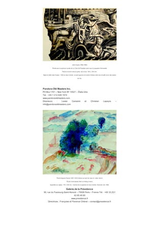 Théodore Chasseriau (1819-1856) Saint Philippe baptisant l’eunuque de la reine d’Éthiopie, 1854
Gouache et rehauts d’huile sur pierre noire, sur papier marouf lé sur toile, 805 x 362 mm. Signé et daté à la pierre noire
en bas à gauche.
Stephen Ongpin Fine Art
6 Mason’s Yard, Duke Street, St James’s – London SW1Y 6BU – Angleterre
Tél. : +44 207 930 88 13 – www.stephenongpin.com
Directeur : Stephen Ongpin – info@stephenongpinfineart.com
Giov anni Francesco Barbieri, dit Le Guerchin (1591-1666) Andromède Sanguine, 297 x 208 mm.
 